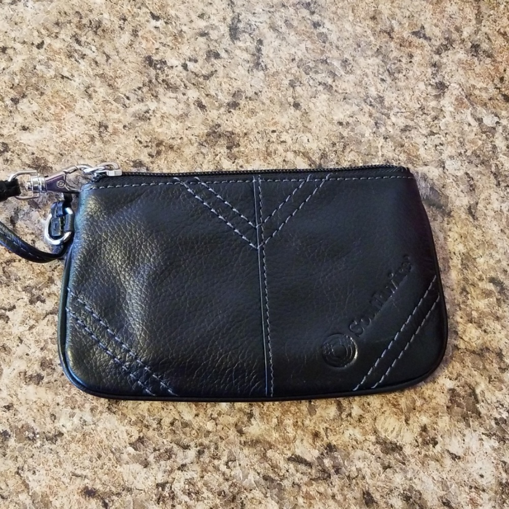 Fossil leather wristlet